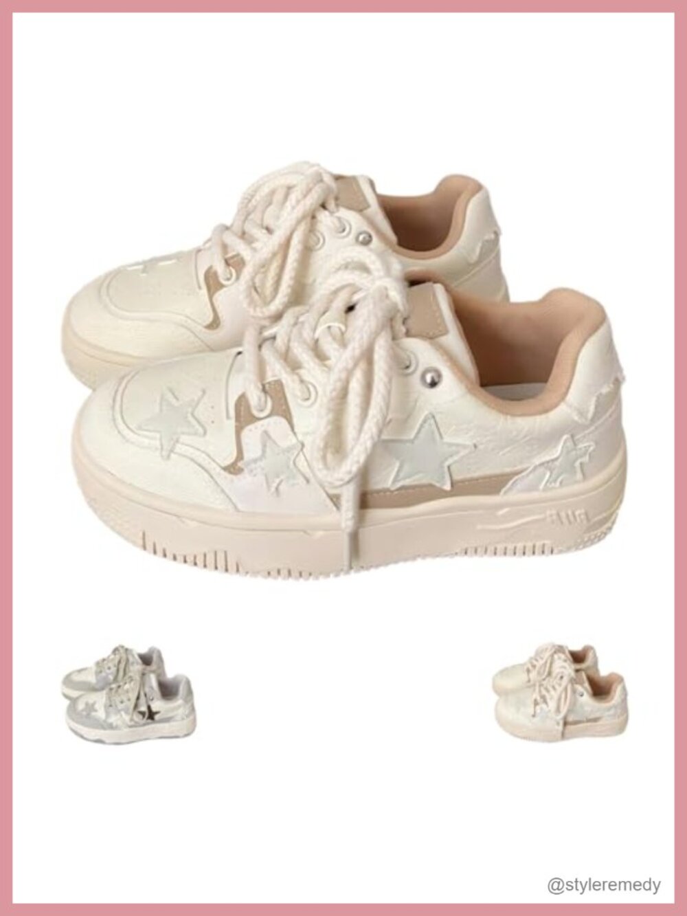 Star Platform Walking Sneakers Chunky Lace-Up Comfort Support Women's Athletic
